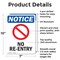 Signmission No Re-Entry OSHA Notice Sign, Aluminum, 7in W x 10in L, 2PK OS-2PACK-NS-A-710-V-14771 - alternate 2